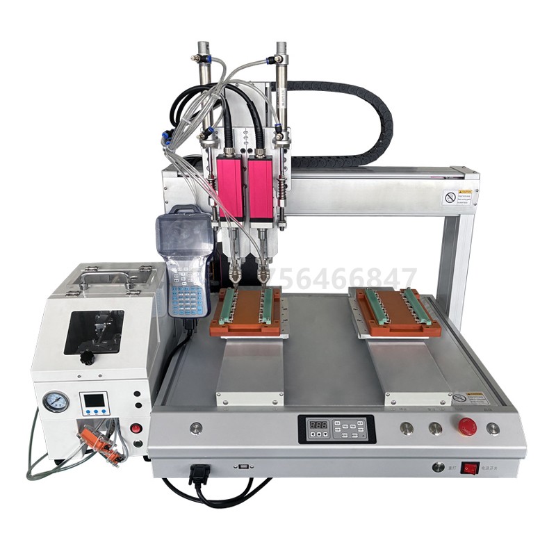 Double-station air-blowing automatic screw locking machine