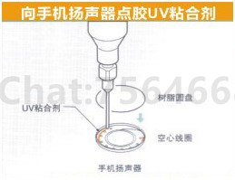 点胶机在向手机扬声器点胶UV粘合剂点胶应用说明